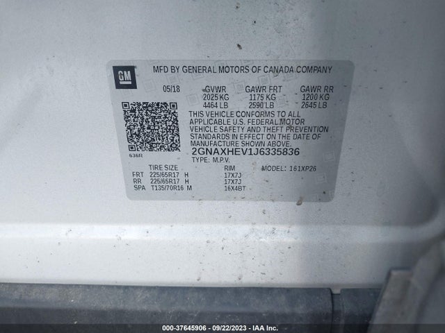 Chevrolet EQUINOX LS 2018 2GNAXHEV1J6335836 Image 9