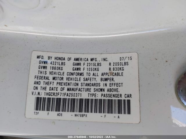 1HGCR2F71FA250371 Honda Accord Sedan Ex