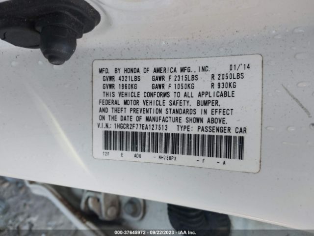 1HGCR2F77EA127513 Honda Accord Sedan Ex