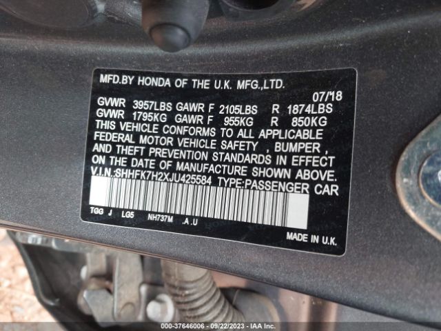 SHHFK7H2XJU425584 Honda Civic Hatchback Lx