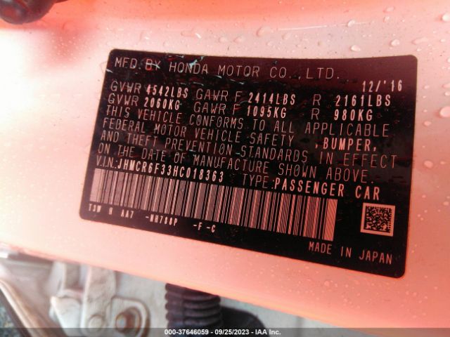 JHMCR6F33HC018363 Honda ACCORD HYBRID