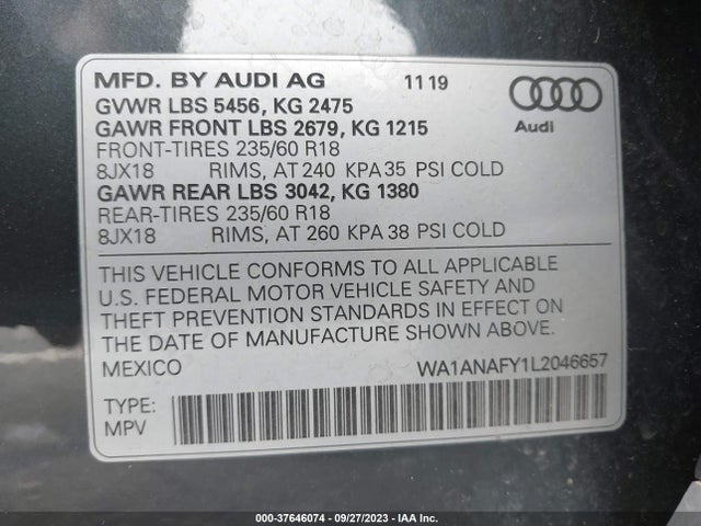 WA1ANAFY1L2046657 Audi Q5 Premium 45 Tfsi Quattro S Tronic