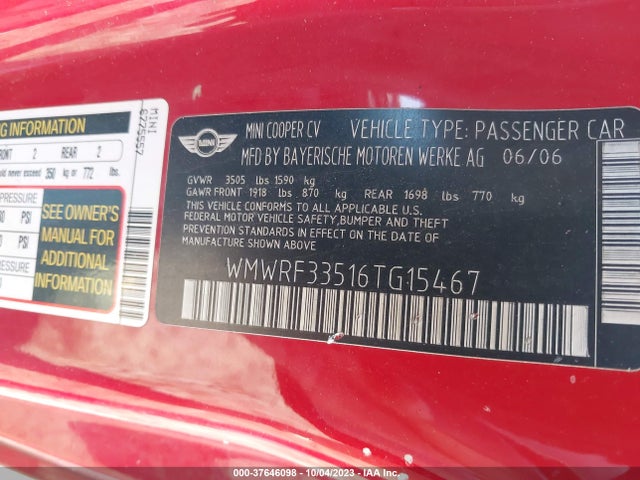 2006 MINI COOPER WMWRF33516TG15467 Photo 8