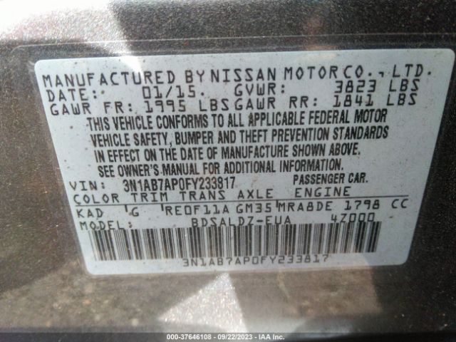 3N1AB7AP0FY233817 Nissan SENTRA SL
