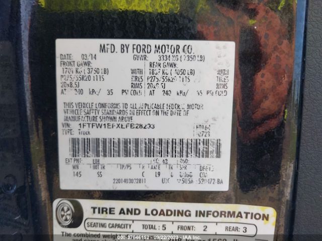 1FTFW1EFXEFB28293 Ford F-150 Xl/xlt/stx/fx4/lariat