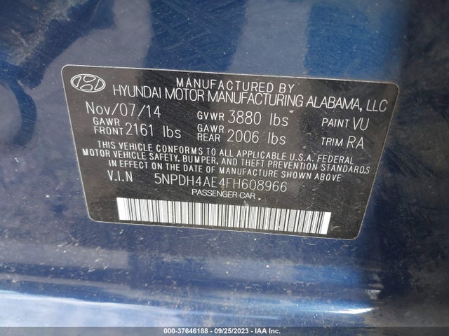 Hyundai ELANTRA SE 2015 5NPDH4AE4FH608966 Image 9
