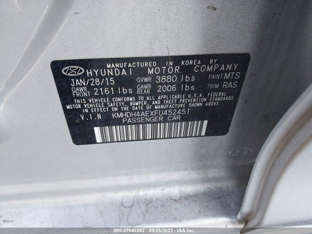 Hyundai ELANTRA SE 2015 KMHDH4AEXFU452451 Image 16