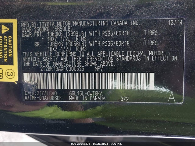 2T2BK1BAXFC300525 Lexus RX 350