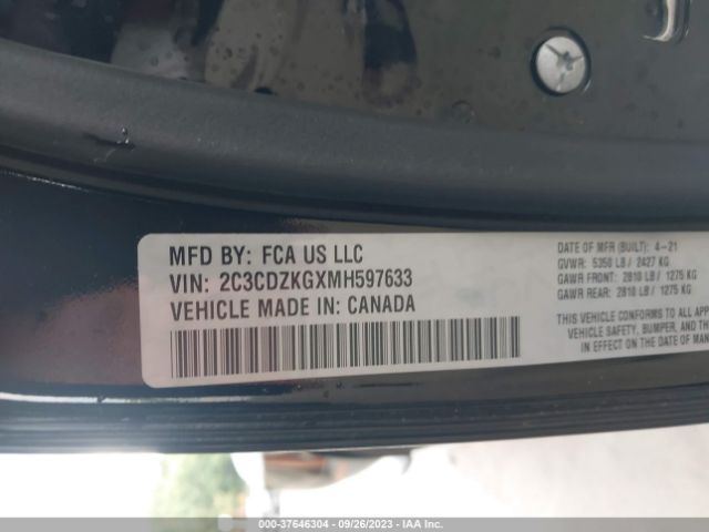 2021 DODGE CHALLENGER 2C3CDZKGXMH597633 Photo 8