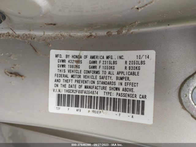 1HGCR2F8XFA054874 Honda Accord Sedan Ex-l