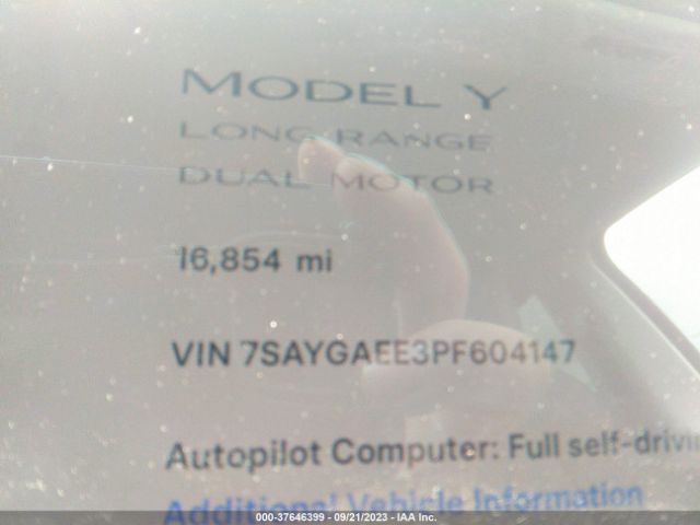 7SAYGAEE3PF604147 Tesla Model Y Long Range
