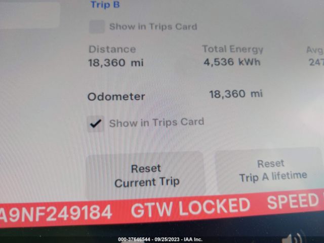 5YJ3E1EA9NF249184 Tesla MODEL 3