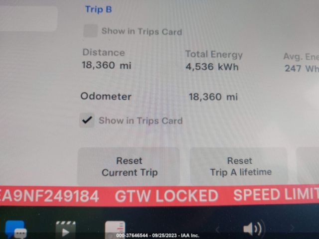 5YJ3E1EA9NF249184 Tesla MODEL 3