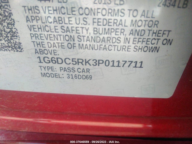 1G6DC5RK3P0117711 Cadillac Ct4 Sport
