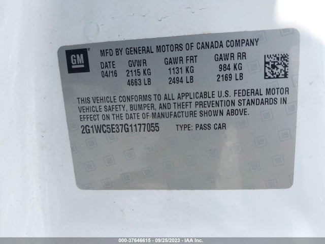 Chevrolet Impala Limited Ltz 2016 2G1WC5E37G1177055 Image 9