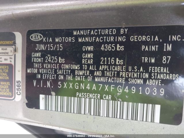 5XXGN4A7XFG491039 KIA OPTIMA EX