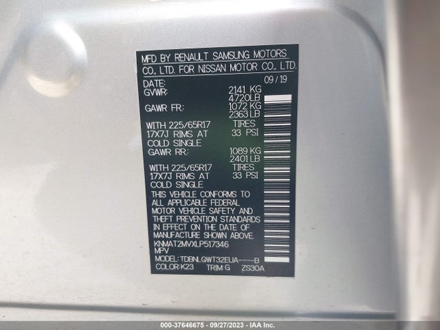 2020 NISSAN ROGUE KNMAT2MVXLP517346 Photo 8