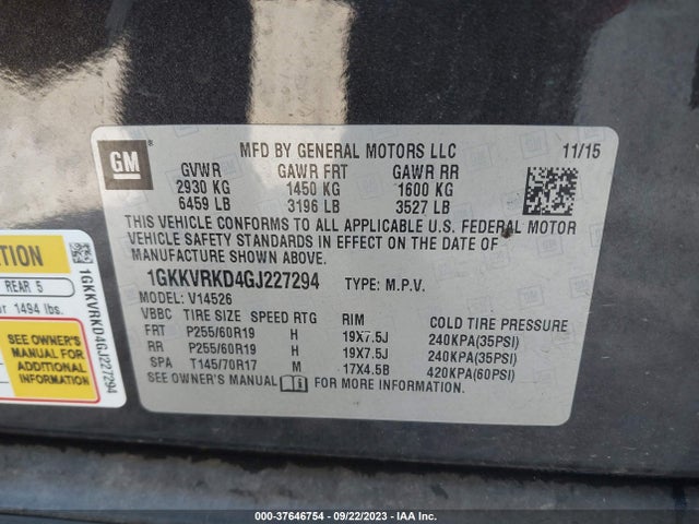 1GKKVRKD4GJ227294 GMC Acadia Slt-1
