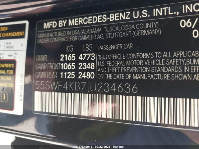 55SWF4KB7JU234636 Mercedes-Benz C-class C 300
