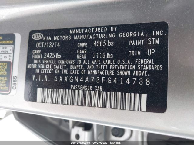 5XXGN4A73FG414738 KIA OPTIMA EX