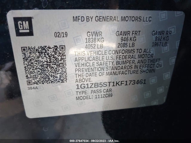 Chevrolet MALIBU LS 2019 1G1ZB5ST1KF173461 Image 9