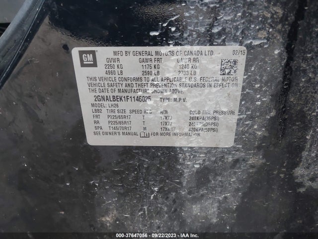 2015 CHEVROLET EQUINOX 2GNALBEK1F1146025 Photo 8