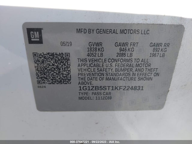 Chevrolet MALIBU LS 2019 1G1ZB5ST1KF224831 Image 9
