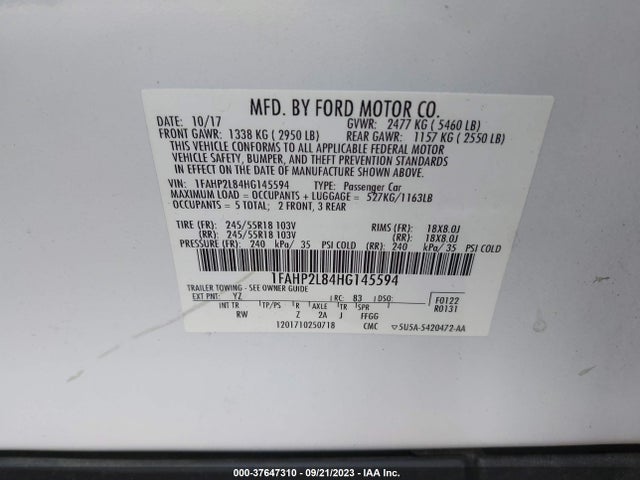 Ford POLICE INTERCEPTOR SEDAN 2017 1FAHP2L84HG145594 Image 9