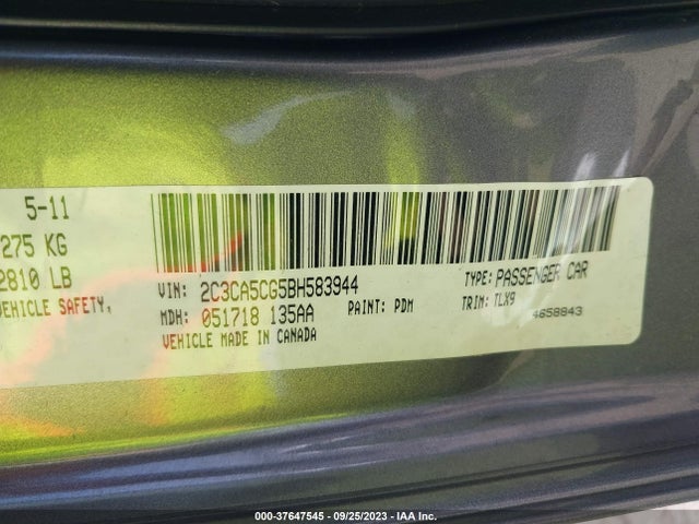 2011 CHRYSLER 300 LIMITED VIN: 2C3CA5CG5BH583944