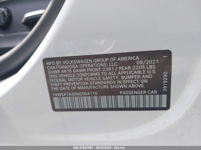 1VWSA7A30NC004110 Volkswagen Passat 2.0t Se
