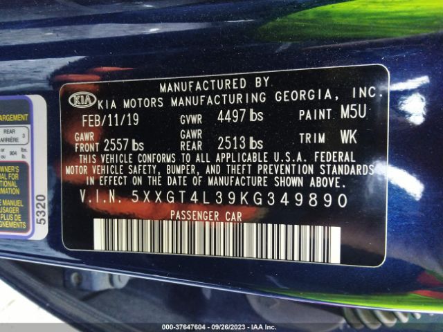5XXGT4L39KG349890 KIA Optima S