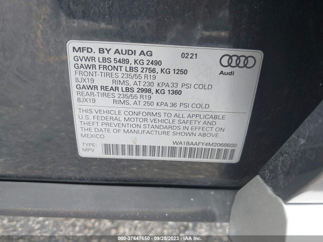 WA1BAAFY4M2066600 Audi Q5 Premium Plus