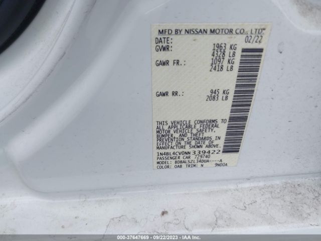 1N4BL4CV0NN339422 Nissan Altima 2.5 Sr