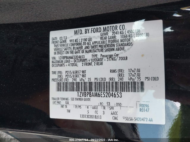Aukcja sprzedaży 2014 Ford Mustang V6, vin: 1ZVBP8AM6E5204653, numer aukcji: 37647764