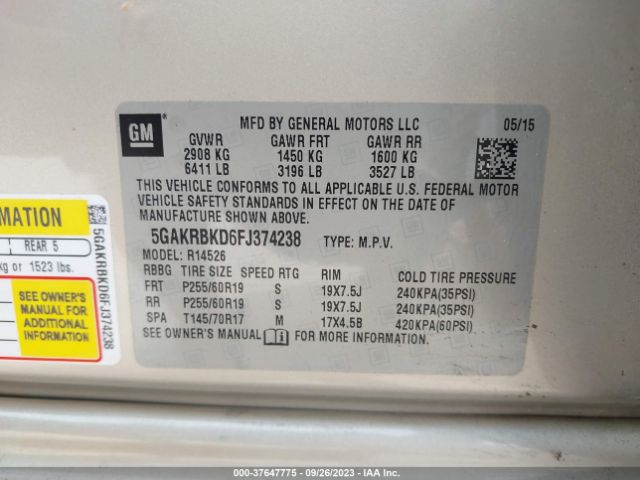 5GAKRBKD6FJ374238 Buick Enclave Leather