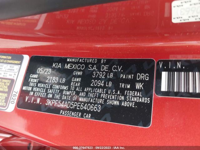 3KPF54AD5PE640663 KIA Forte Gt-line