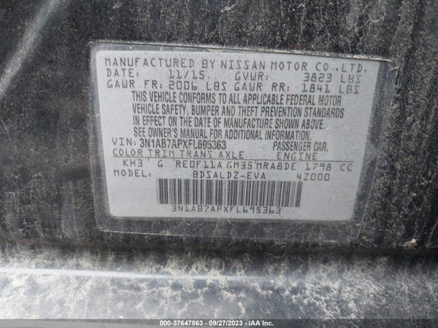 Nissan SENTRA SV 2015 3N1AB7APXFL695363 Image 9