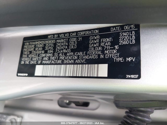 Volvo Xc60 T6 Drive-e Platinum 2016 YV449MDM2G2808065 Image 9