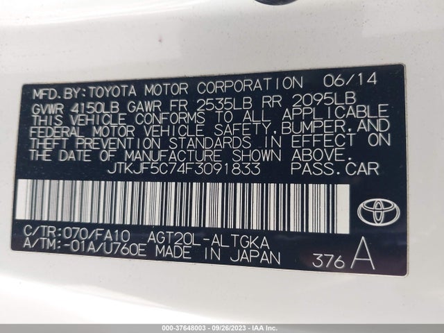 Scion TC 2015 JTKJF5C74F3091833 Image 9