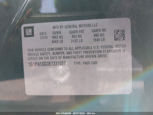 Chevrolet Cruze Ls Auto 2014 1G1PA5SG0E7231037 Image 9
