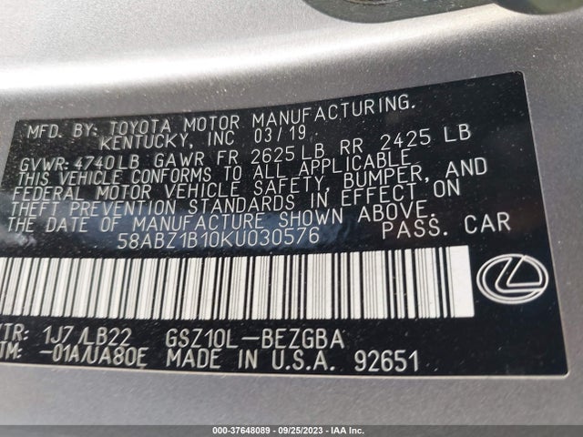2019 Lexus ES, VIN: 58ABZ1B10KU030576