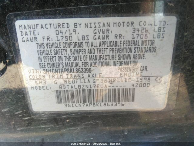 3N1CN7AP8KL863396 Nissan Versa 1.6 Sv