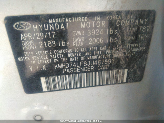 Hyundai ELANTRA SE 2018 KMHD74LF8JU467693 Image 9