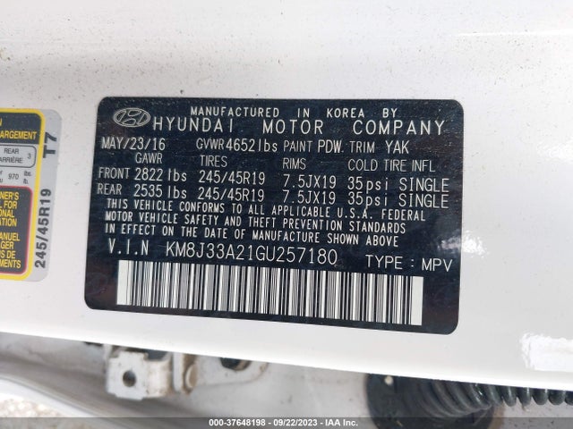 Hyundai Tucson Limited 2016 KM8J33A21GU257180 Image 15