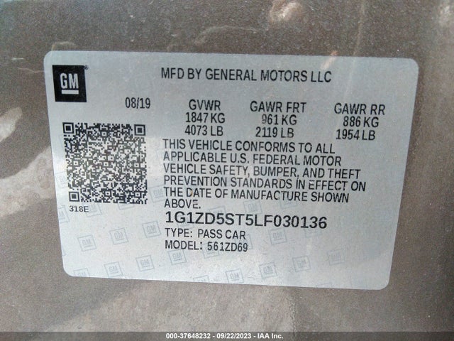 Chevrolet MALIBU LT 2020 1G1ZD5ST5LF030136 Image 9