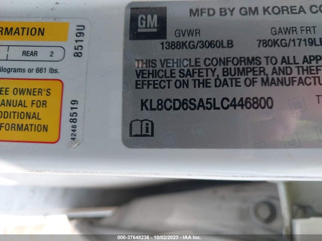 Chevrolet Spark Fwd 1lt Automatic 2020 KL8CD6SA5LC446800 Image 9