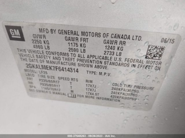 2GKALMEK7F6414314 GMC Terrain Sle