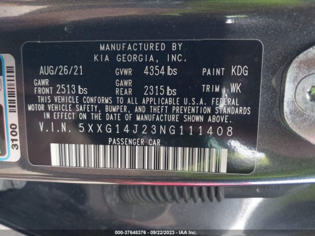 5XXG14J23NG111408 KIA K5 LXS