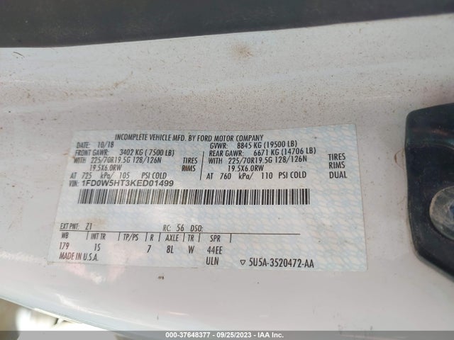 2019 Ford F-550, VIN: 1FD0W5HT3KED01499