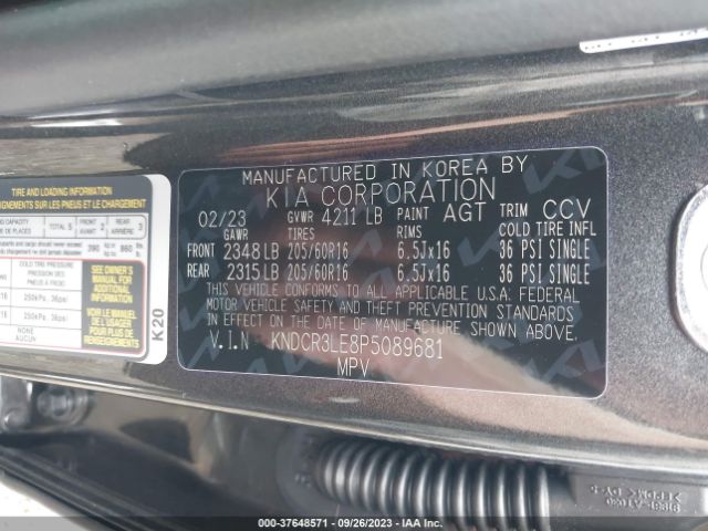 KNDCR3LE8P5089681 KIA NIRO EX